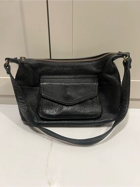 Fossil Black Pebbled Leather Shoulder Bag